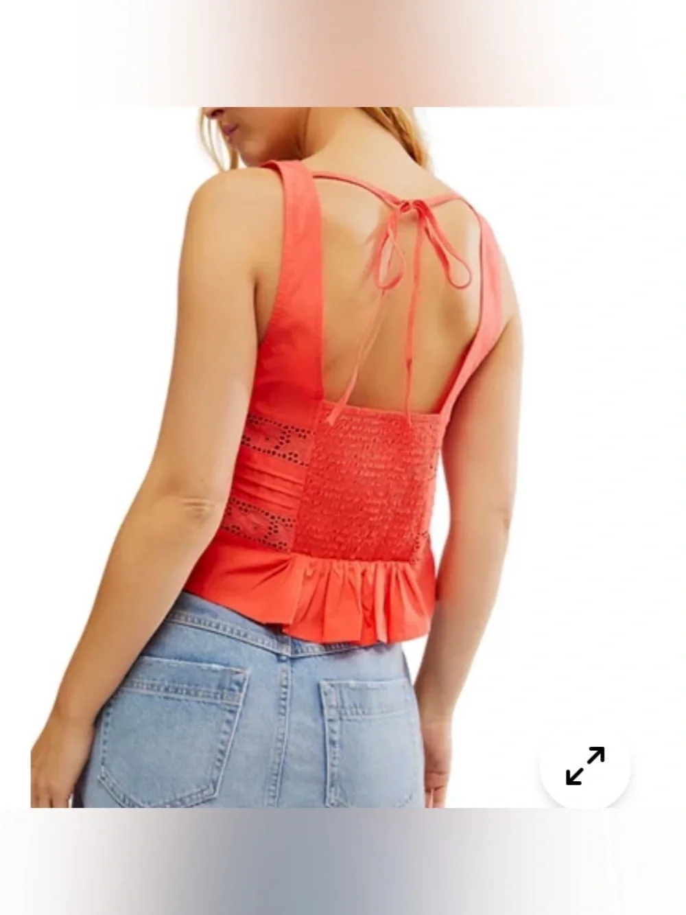 Women’s Free People Coral Eyelet Peplum Button-Front Tank Top